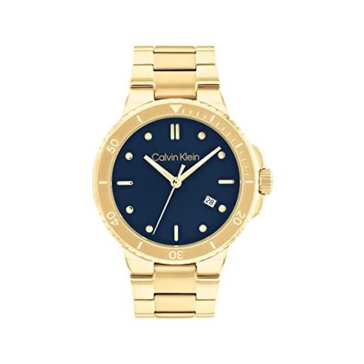 Calvin Klein orologio analogico al quarzo da uomo con cinturino in acciaio inossidabile dorato - 25200204