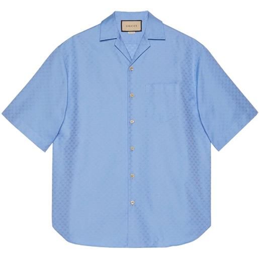 Gucci camicia gg con logo - blu