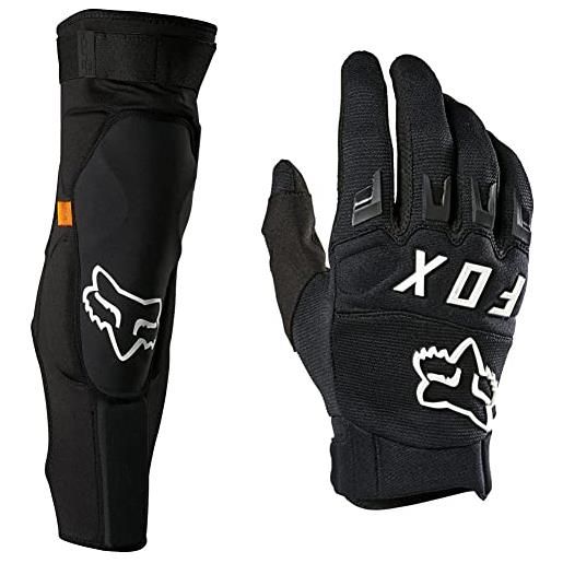 Fox launch d3o knee/shin guard black & dirtpaw guanti da motocross e mtb, nero/bianco, xl