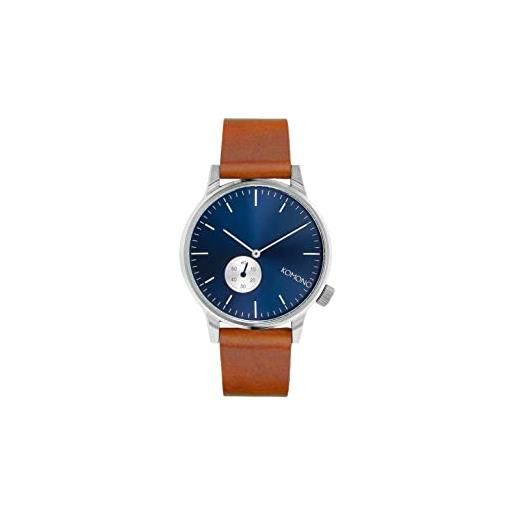 KOMONO winston subs blue cognac men's japanese quartz analogue watch with leather strap