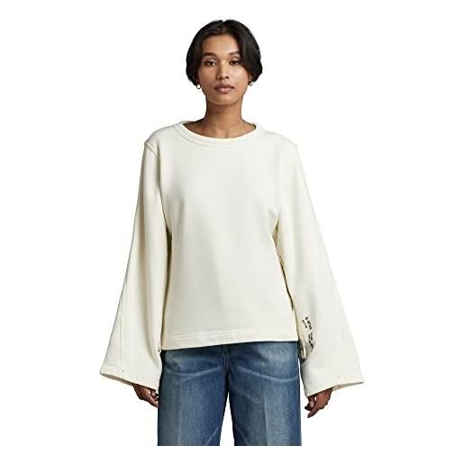 G-STAR RAW adjustable sleeve cropped sweater felpe, bianco (papyrus d22125-d165-d113), m donna