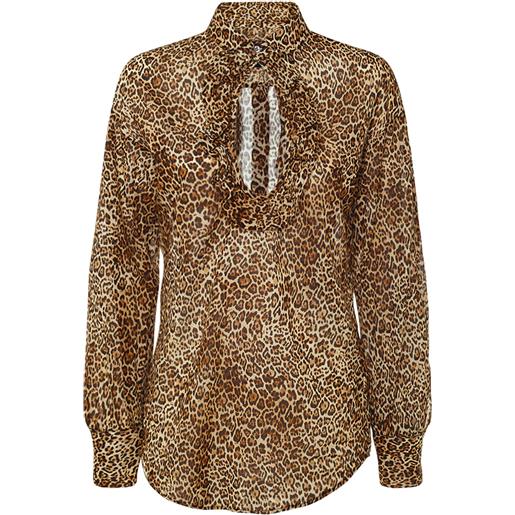 DSQUARED2 camicia in voile di cotone leopard