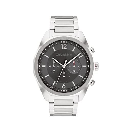 Calvin Klein orologio con cronografo al quarzo da uomo con cinturino in acciaio inossidabile, grigio - 25200264