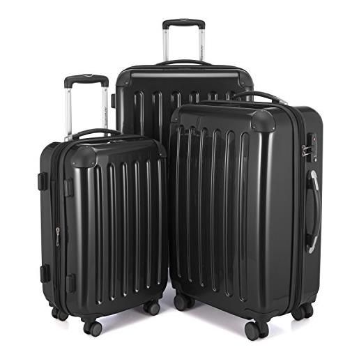 Hauptstadtkoffer - alex - set di 3 valigie, valigie rigide, trolley, bagaglio da viaggio opaco, set da viaggio, tsa, 4 ruote doppie (s, m e l), nero