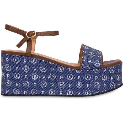 POLLINI zeppa heritage denim jacquard - blu