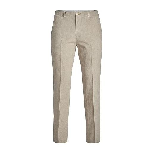 JACK & JONES jprriviera linen trouser slim sn pantaloni eleganti, beige/fit: slim fit, 48 uomini