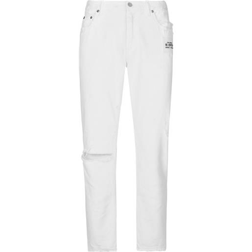 Dolce & Gabbana jeans slim con effetto vissuto - bianco
