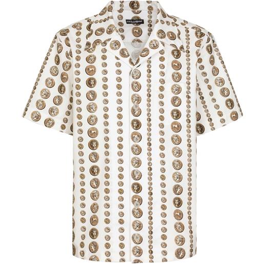 Dolce & Gabbana camicia con stampa monete - bianco