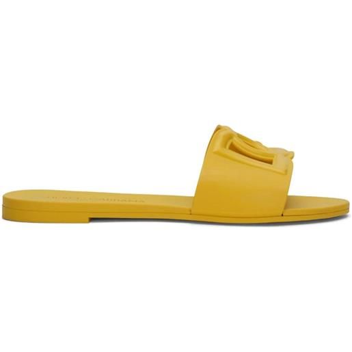 Dolce & Gabbana sandali slides bianca con logo dg - giallo
