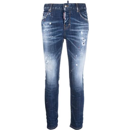 Dsquared2 jeans skinny effetto schiarito - blu