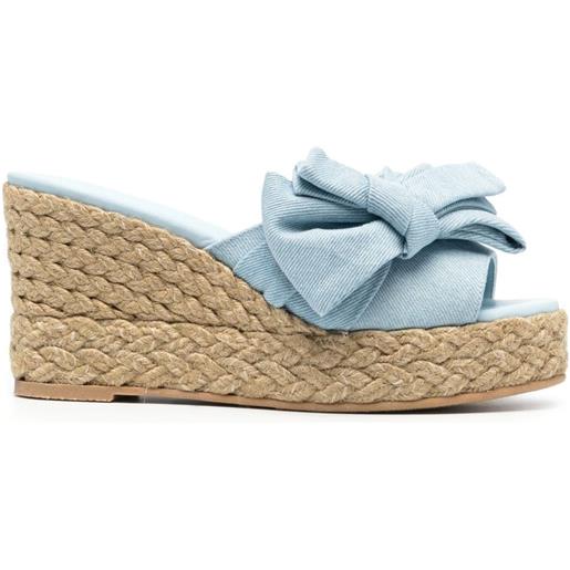 Stuart Weitzman sandali espadrilles loveknot con zeppa 100mm - blu