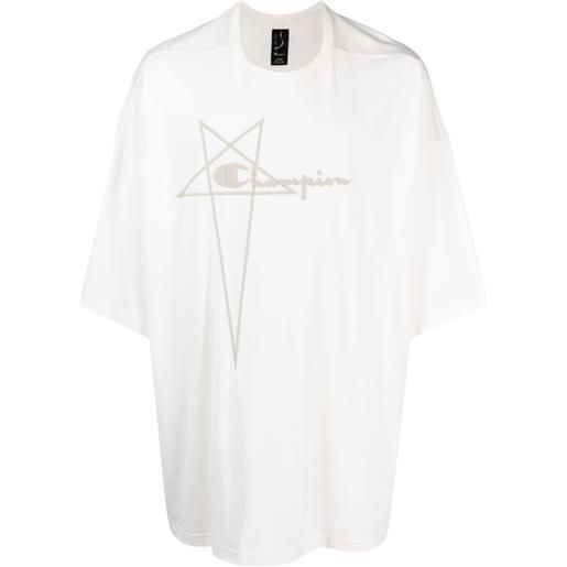 Rick Owens X Champion t-shirt con ricamo - toni neutri
