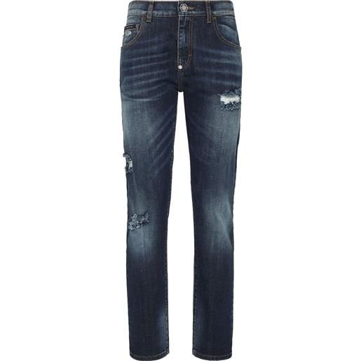 Philipp Plein jeans con effetto vissuto - blu