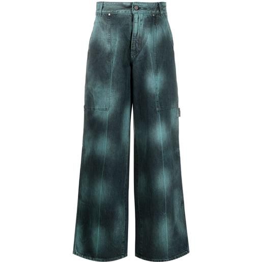 Stella McCartney jeans a gamba ampia con fantasia tie-dye - blu