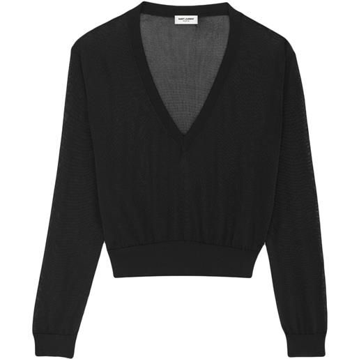 Saint Laurent maglione con scollo a v - nero