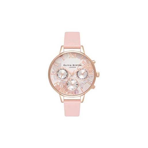 Olivia Burton orologio analogico multifunzione al quarzo da donna con cinturino in pelle rosa - ob16cgs07