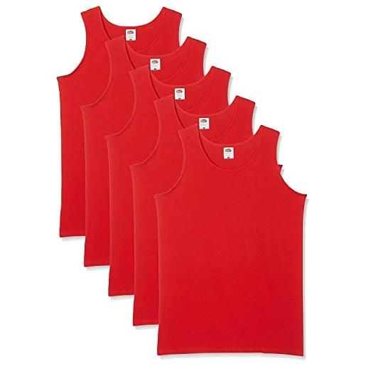 Fruit of the loom 5-pack athletic mens canotta, rosso (red), large (pacco da 5) uomo