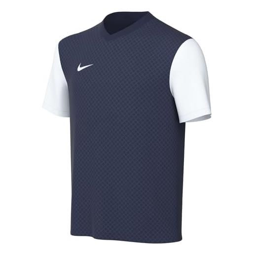 Nike unisex kids short-sleeve soccer jersey y nk df tiempo prem ii jsy ss, midnight navy/white/white, dh8389-410, l