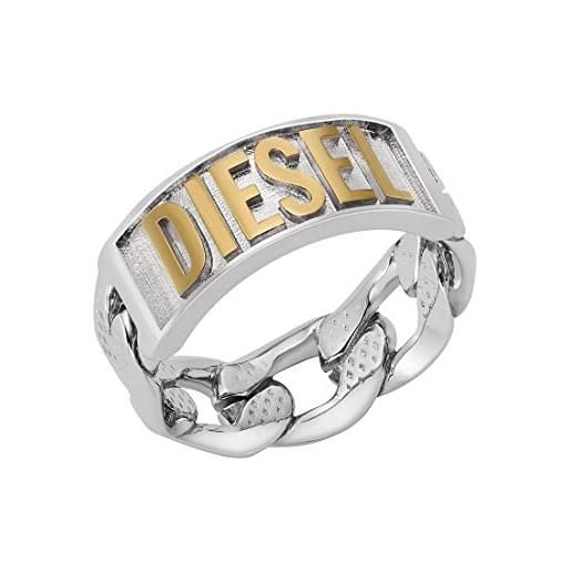 Diesel anello da uomo, larghezza: 8.7mm anello in acciaio inox argento, dx1420931