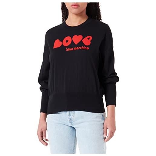 Love Moschino maglione con collo rotondo, nero, 48 donna