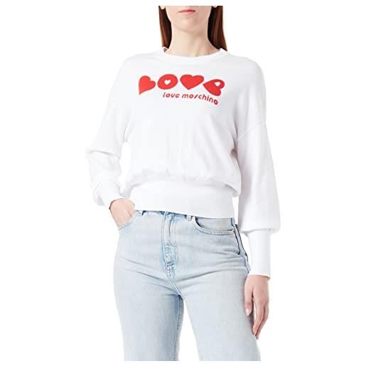 Love Moschino maglione con collo rotondo, bianco, 52 donna