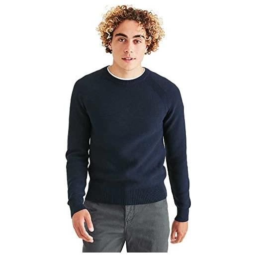 Dockers crewneck sweater, maglione uomo, marrone (kingston stripe navy blazer stripe shaved choc/egret), m