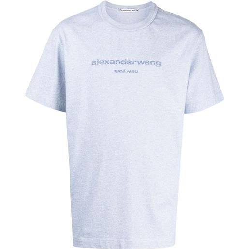 Alexander Wang t-shirt con logo in rilievo - blu