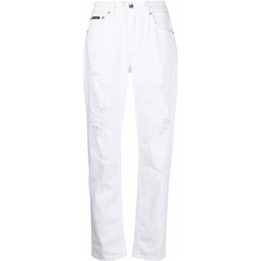 Dolce & Gabbana jeans boyfriend con effetto vissuto - bianco