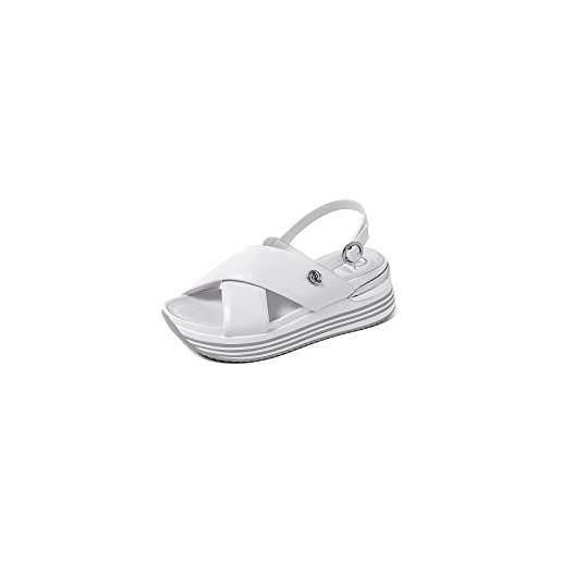 QUEEN HELENA sandali platform a fascia incrociata sportivi casual alti donna x28-200 (bianco, numeric_38)