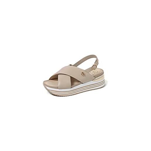 QUEEN HELENA sandali platform a fascia incrociata sportivi casual alti donna x28-200 (beige, numeric_38)