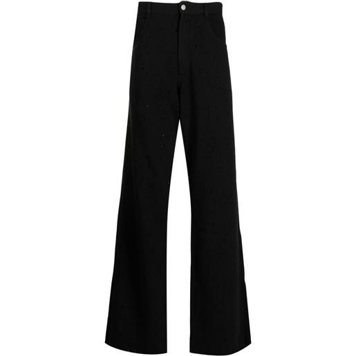 MM6 Maison Margiela pantaloni svasati con effetto vernice - nero