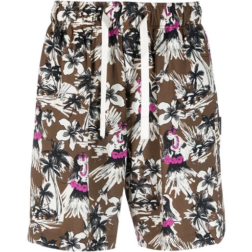 Palm Angels shorts con stampa - marrone