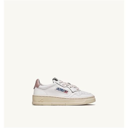 autry sneakers medalist low in pelle bianca e rosa per bambini