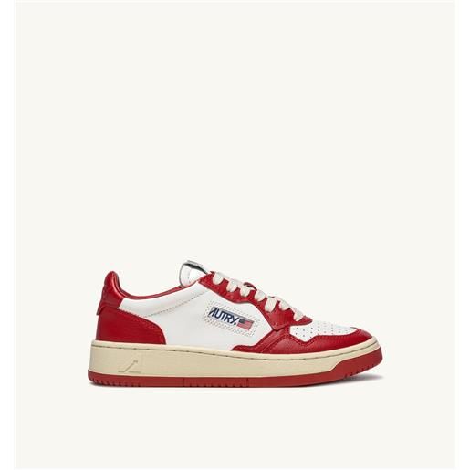 autry sneakers medalist low in pelle bicolor bianco e rosso