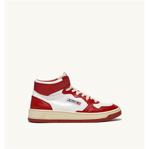 autry sneakers medalist high in pelle bianca e rossa