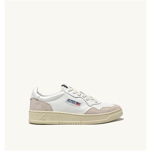 autry sneakers medalist low in pelle bianca e suede beige