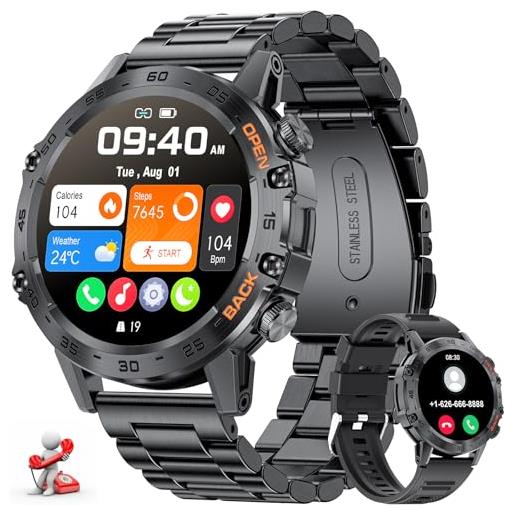 LIGE smartwatch uomo, orologio intelligente da 1,39 con frequenza cardiaca, pressione sanguigna, monitor del sonno per android ios, 100+ modalità sportive fitness tracker, ip67, chiamate bluetooth
