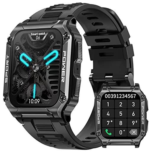 LRaLChL smartwatch (fare e ricevere chiamate), 1,95 smartwatch uomo con assistente vocale cardiofrequenzimetro/sonno/spo2, orologio smartwatch con notifiche messaggi, impermeabile ip68 per android ios
