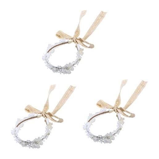 minkissy 3 pz elastica fiore fatta a mano in pizzo per bambini eleganti fasce per copricapo da sposa per matrimonio fiore per bambini braccialetto bambino bianca dolce