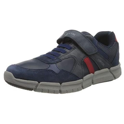 Geox j flexyper boy c scarpe da ginnastica bambino, blu (navy/red), 30 eu