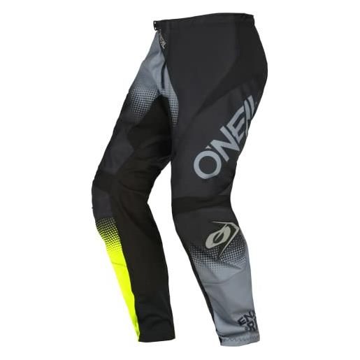 O'neal e021-232 pantaloni element racewear v. 22 per adulti/unisex, nero/grigio/giallo fluo, 32/48