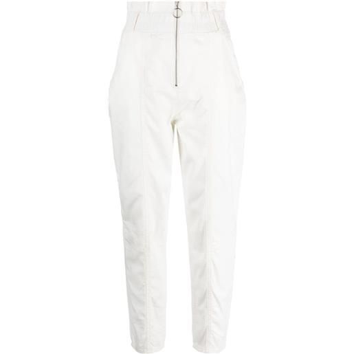 Ba&Sh pantaloni omny crop elasticizzati - bianco