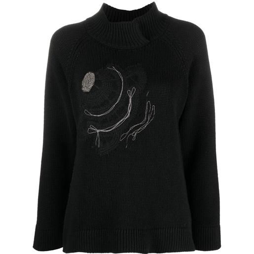 Fabiana Filippi maglione con dettaglio di perline - nero