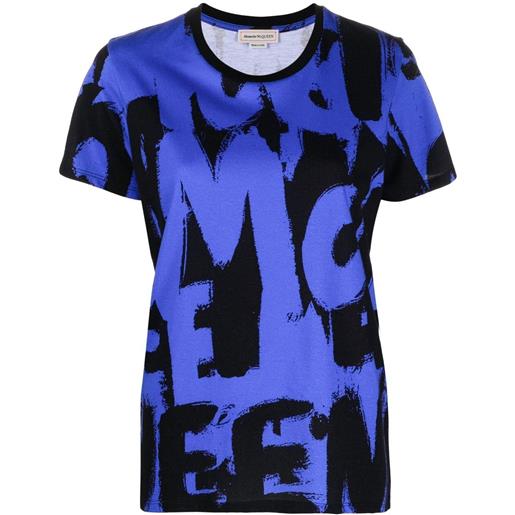 Alexander McQueen t-shirt con stampa - blu