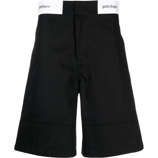 Palm Angels shorts sartoriali con banda logo - nero