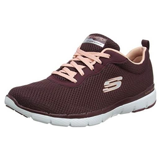 Skechers flex appeal 3.0 first insight, sneakers donna, multicolore lt gray mesh hot pink trim, 37 eu