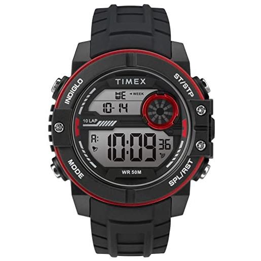 Timex orologio dgtl sphere 45 mm chrono con cinturino in silicone, meccanico, uomo, tw5m34800