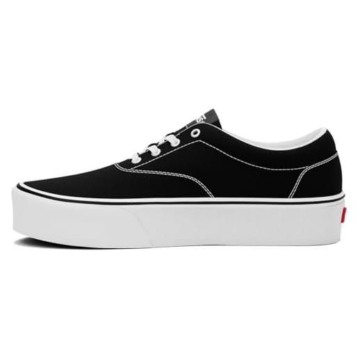 Vans doheny platform, sneaker, donna, (canvas) black/white, 40 eu