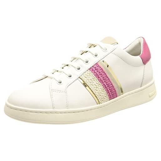 Geox d jaysen c, sneakers donna, bianco/rosa (white/fuchsia), 38 eu