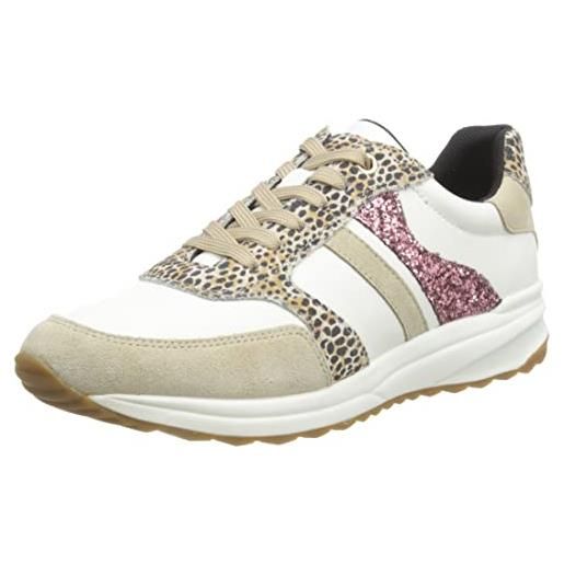 Geox d airell a, sneakers donna, marrone/bianco (camel/off white), 38 eu
